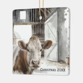 Waterverf Hereford Koe in Barn Keramisch Ornament (Links)