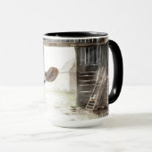 Waterverf Hereford Koe in Barn Mok (Voorkant rechts)