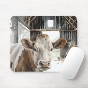Waterverf Hereford Koe in Barn Muismat