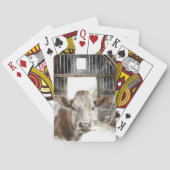 Waterverf Hereford Koe in Barn Pokerkaarten (Achterkant)