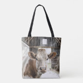 Waterverf Hereford Koe in Barn Tote Bag (Achterkant)