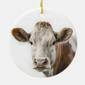 Waterverf Hereford Koe op wit met tekst Keramisch Ornament (Achterkant)