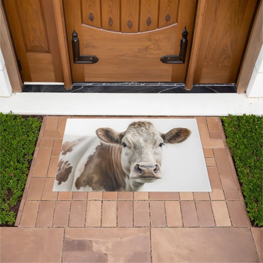 Waterverf Hereford Koe Portret Deurmat (Buiten)