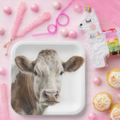 Waterverf Hereford Koe Portret Papieren Bordje (Feest)