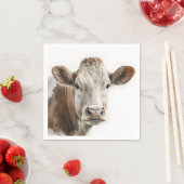 Waterverf Hereford Koe Portret Servet (Insitu)