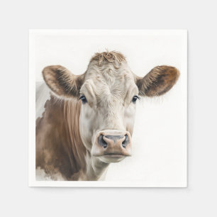 Waterverf Hereford Koe Portret Servet