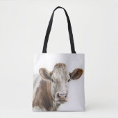 Waterverf Hereford Koe Portret Tote Bag (Voorkant)