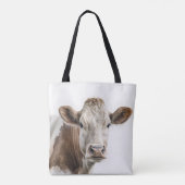 Waterverf Hereford Koe Portret Tote Bag (Achterkant)