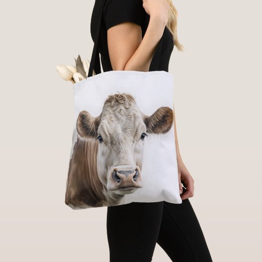 Waterverf Hereford Koe Portret Tote Bag (Dichtbij)