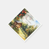 Waterverf Herfst Appelhof Bruiloft Servet (Hoek)