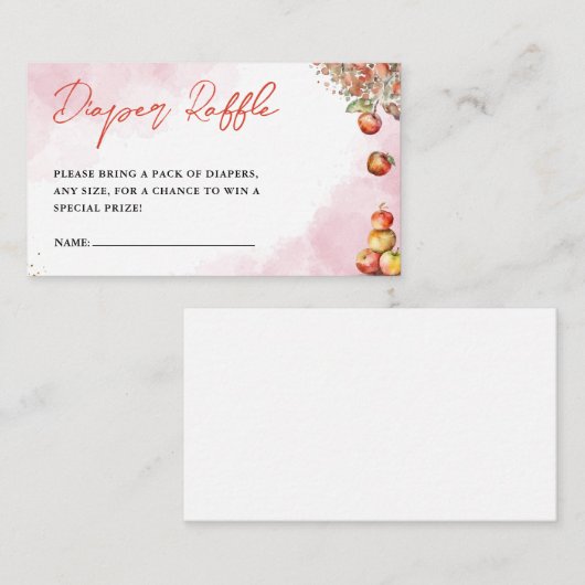 Waterverf Herfst Apple Baby shower Luier Raffle Informatiekaartje (Voorkant / Achterkant)
