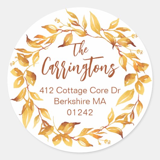 Waterverf Herfst Atumn verlaat het grote terugkeer Ronde Sticker (Voorkant)