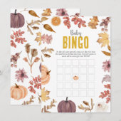 Waterverf Herfst Baby Bingo, Baby shower Activitei Notitiekaartje (Voorkant / Achterkant)