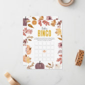 Waterverf Herfst Baby Bingo, Baby shower Activitei Notitiekaartje (Voorkant / Achterkant in situ)