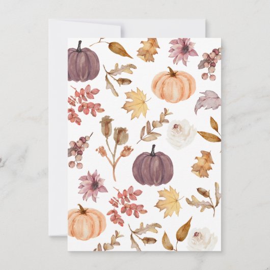 Waterverf Herfst Baby Bingo, Baby shower Activitei Notitiekaartje (Achterkant)