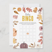 Waterverf Herfst Baby Bingo, Baby shower Activitei Notitiekaartje (Voorkant)