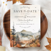 Waterverf Herfst Berg Bos Boho Foto Bruiloft Save The Date