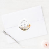 Waterverf Herfst Berg Dennenbos Bruiloft Ronde Sticker (Envelop)