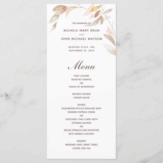 Waterverf herfst Bijtak verlaat het Wrondenmenu Menu (Voorkant)