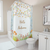 Waterverf herfst Birch Shower Curtain Douchegordijn (In situ)