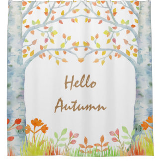 Waterverf herfst Birch Shower Curtain Douchegordijn