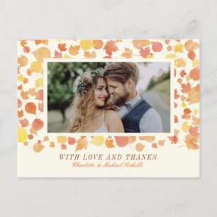 Waterverf herfst bladeren foto dank u Briefkaart