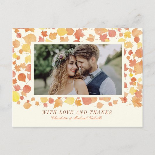 Waterverf herfst bladeren foto dank u Briefkaart (Voorkant)