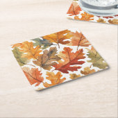 Waterverf herfst bladeren kartonnen onderzetters (Schuin)