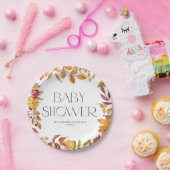 Waterverf Herfst Bladeren Krans Herfst Baby shower Papieren Bordje (Feest)