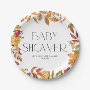 Waterverf Herfst Bladeren Krans Herfst Baby shower Papieren Bordje