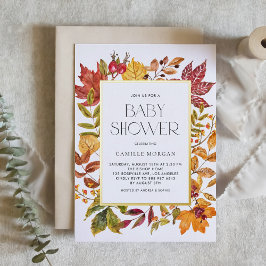 Waterverf herfst bladeren Lijst Herfst Baby shower Folie Uitnodiging