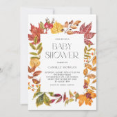 Waterverf herfst bladeren Lijst Herfst Baby shower Kaart (Voorkant)