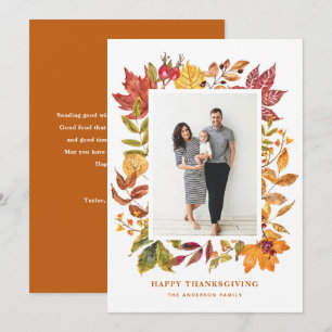 Waterverf herfst bladeren Lijst Thanksgiving foto Feestdagenkaart