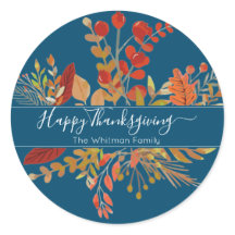 Waterverf Herfst bladeren Thanksgiving | Blauw