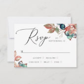 Waterverf herfst blauwbes bruiloft. Florentijnse t RSVP Kaartje (Voorkant)