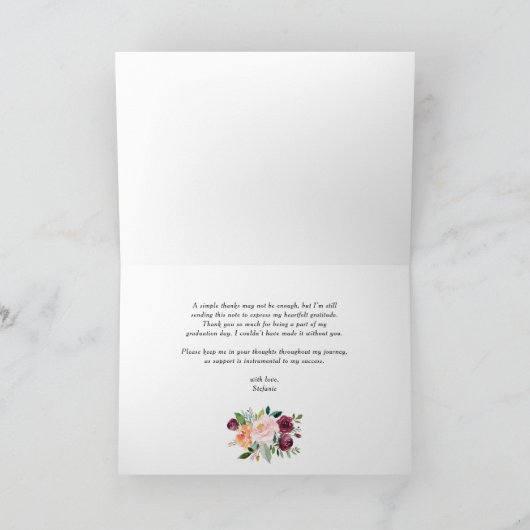 Waterverf herfst bloeit afstudeerfeest bedankkaart (Binnen)