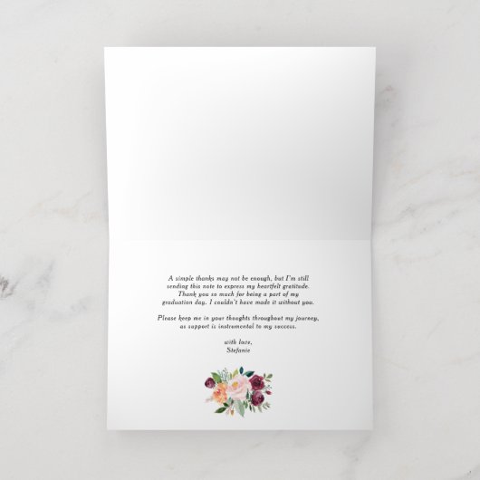 Waterverf Herfst Bloeit Afstuderen Dank u Folie Wenskaart (Binnenlaag)