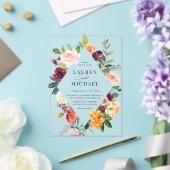 Waterverf Herfst Bloeit Bloemen Bloemen Lijst brui Acryl Uitnodigingen (Insitu (Huwelijk))