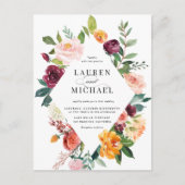 Waterverf Herfst Bloeit Bloemen Bloemen Lijst brui Uitnodiging Briefkaart (Voorkant)