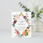 Waterverf Herfst Bloeit Bloemen Bloemen Lijst brui Uitnodiging Briefkaart (Staand voorkant)