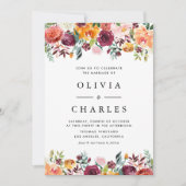 Waterverf Herfst Bloeit Garland Fall Wedding Kaart (Voorkant)