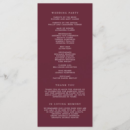 Waterverf Herfst Bloeit Garland Fall Wedding Programmakaart (Achterkant)