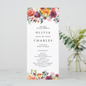 Waterverf Herfst Bloeit Garland Fall Wedding Programmakaart (Staand voorkant)