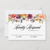 Waterverf Herfst Bloeit Garland Fall Wedding RSVP Kaartje (Voorkant)