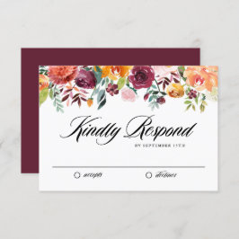 Waterverf Herfst Bloeit Garland Fall Wedding RSVP Kaartje