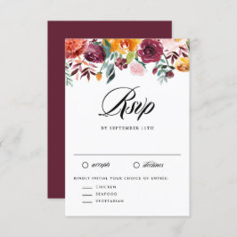 Waterverf Herfst Bloeit Garland Fall Wedding RSVP Kaartje
