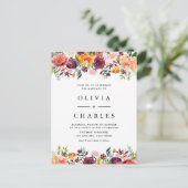 Waterverf Herfst Bloeit Garland Fall Wedding Uitnodiging Briefkaart (Staand voorkant)