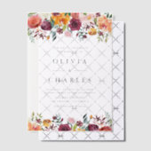 Waterverf Herfst Bloeit Garland Fall Wedding Vellum Uitnodigingen (Offset (Uitnodiging))