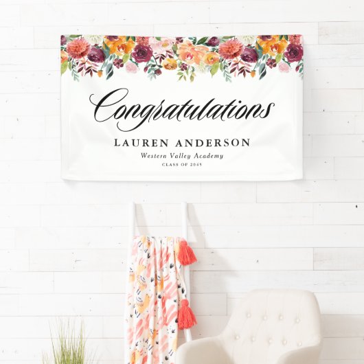 Waterverf Herfst Bloeit Garland Herfst Afstuderen Spandoek (Insitu)