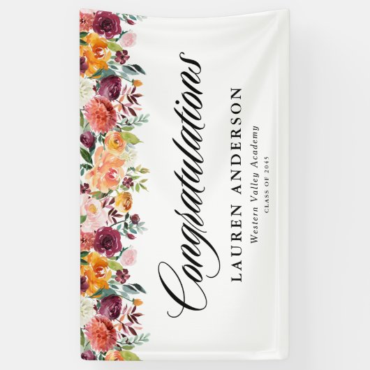 Waterverf Herfst Bloeit Garland Herfst Afstuderen Spandoek (Verticaal)